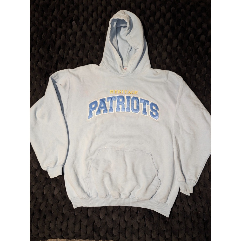 Heritage PatriotsBaby Blue Pullover Hoodie‎ Size Large Gildan Heavyweight